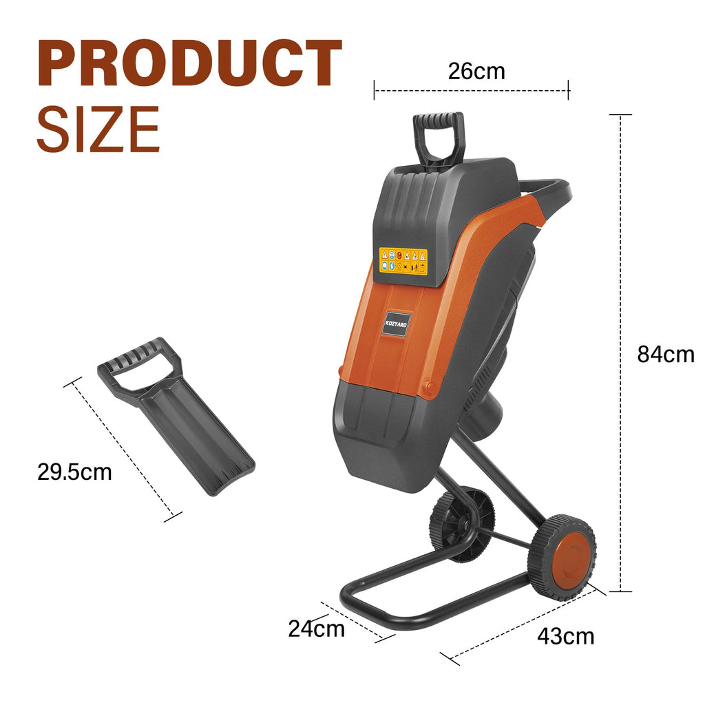 KOZYARD 2400W Electric Wood Chipper Garden Shredder w/ Collection Bag & Feed Baffle