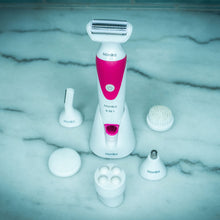 Load image into Gallery viewer, Monika 6-in-1 Electric Lady Shaver, Cordless for Woman Face/Leg/Underarm, Micro USB Portable