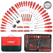 Load image into Gallery viewer, TOPEX 100 PCs Screwdriver Set Non-Slip Precision Screw Bits Sockets Kit w/ Oxford Bag