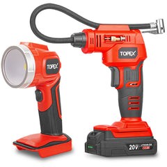 TOPEX 20V Cordless Combo Kit Tyre Inflator w/ Lightweight LED Torch(One Battery Included)