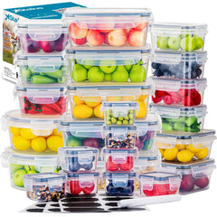Stelive 24 PCs Food Storage Container Set, Leak Proof Lunch Boxes, BPA-Free Clear Plastic Storage Containers for Home & Kitchen Organization with Labels & Pen