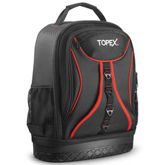 TOPEX 18 Inch Tool Backpack, 21 Pockets Inside and Outside Tool Organiser, Premium Fabric Tool Bag with Tough Bottom, for Home and Workshop Organisations