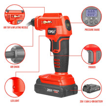 Load image into Gallery viewer, TOPEX 20V Cordless Air Compressor Car Tyre Inflator w/Digital Pressure Gauge LED Light