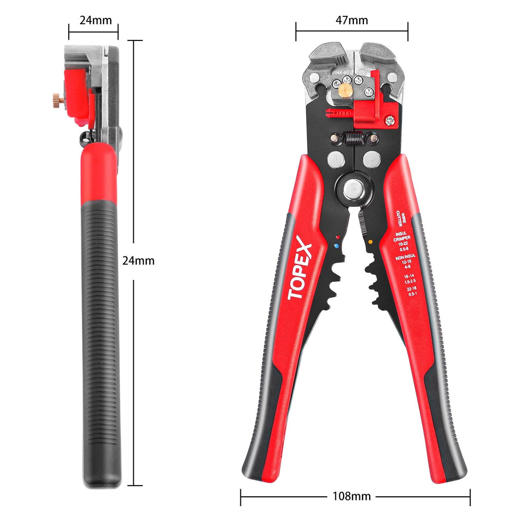 TOPEX 260-Piece Wire Stripper Self-Adjustable Crimper Plier Set Terminals Tools