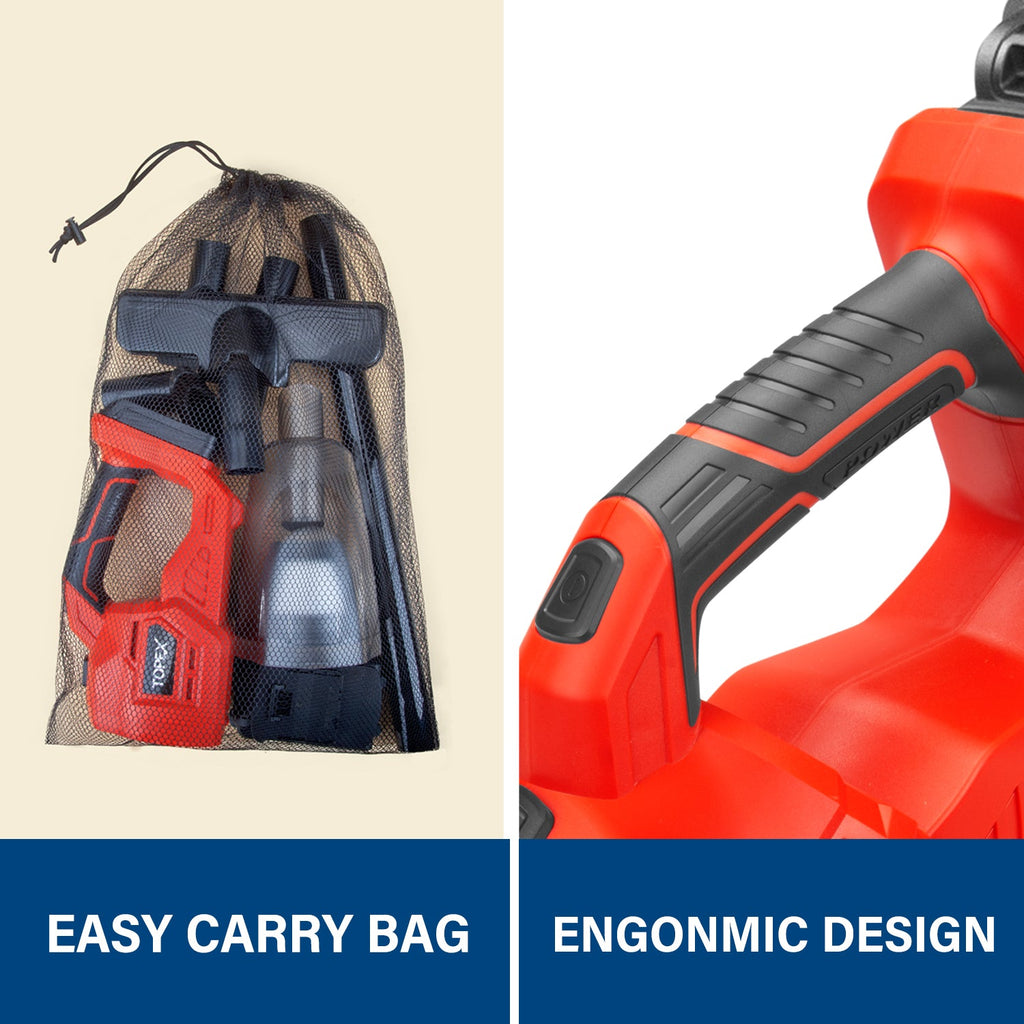 TOPEX 20V Cordless Combo Kit Tyre Inflator Handheld Vacuum Cleaner LED Torch w/ Tool Bag