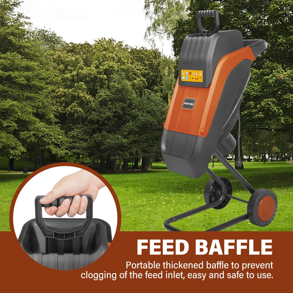 KOZYARD 2400W Electric Wood Chipper Garden Shredder w/ Collection Bag & Feed Baffle