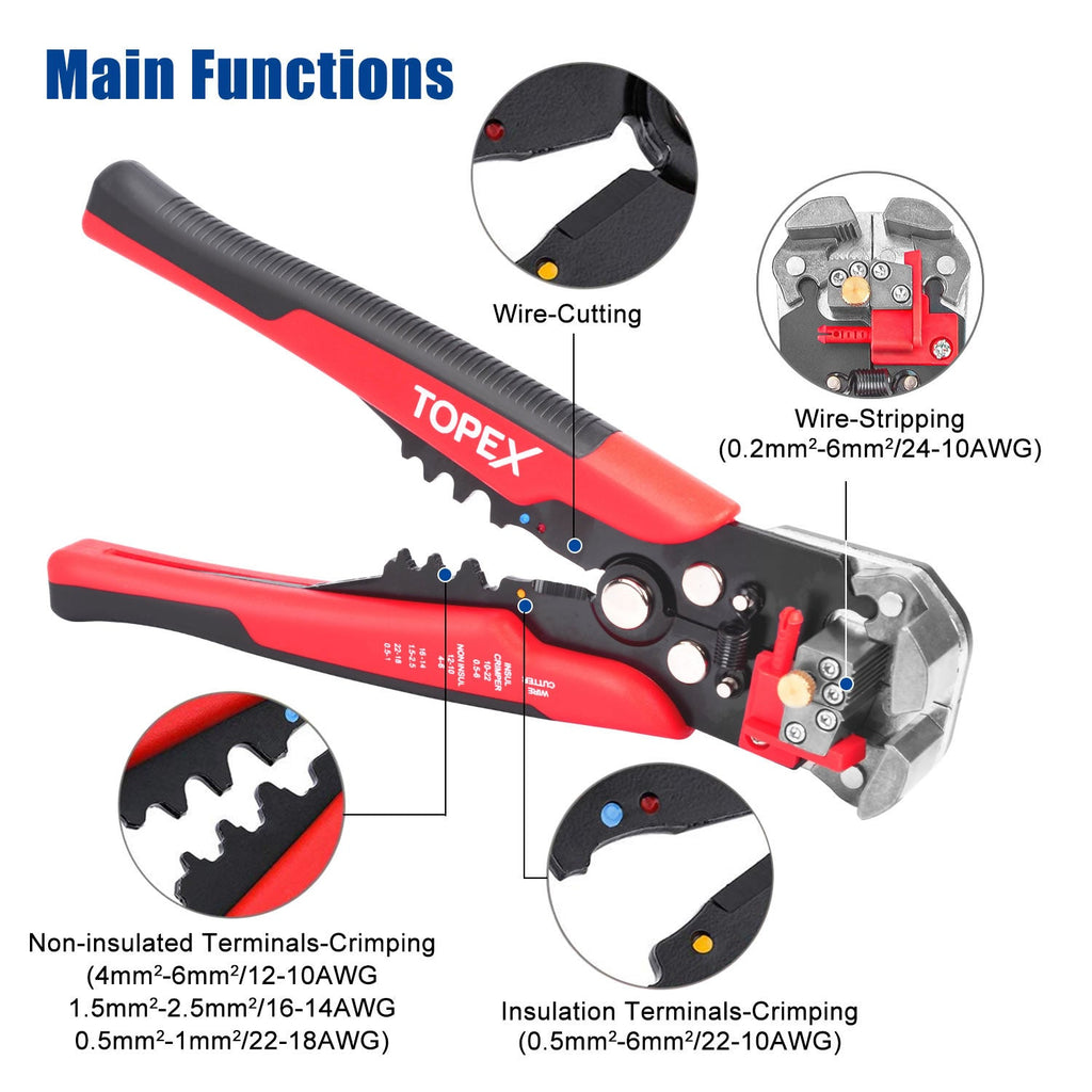 TOPEX 260-Piece Wire Stripper Self-Adjustable Crimper Plier Set Terminals Tools