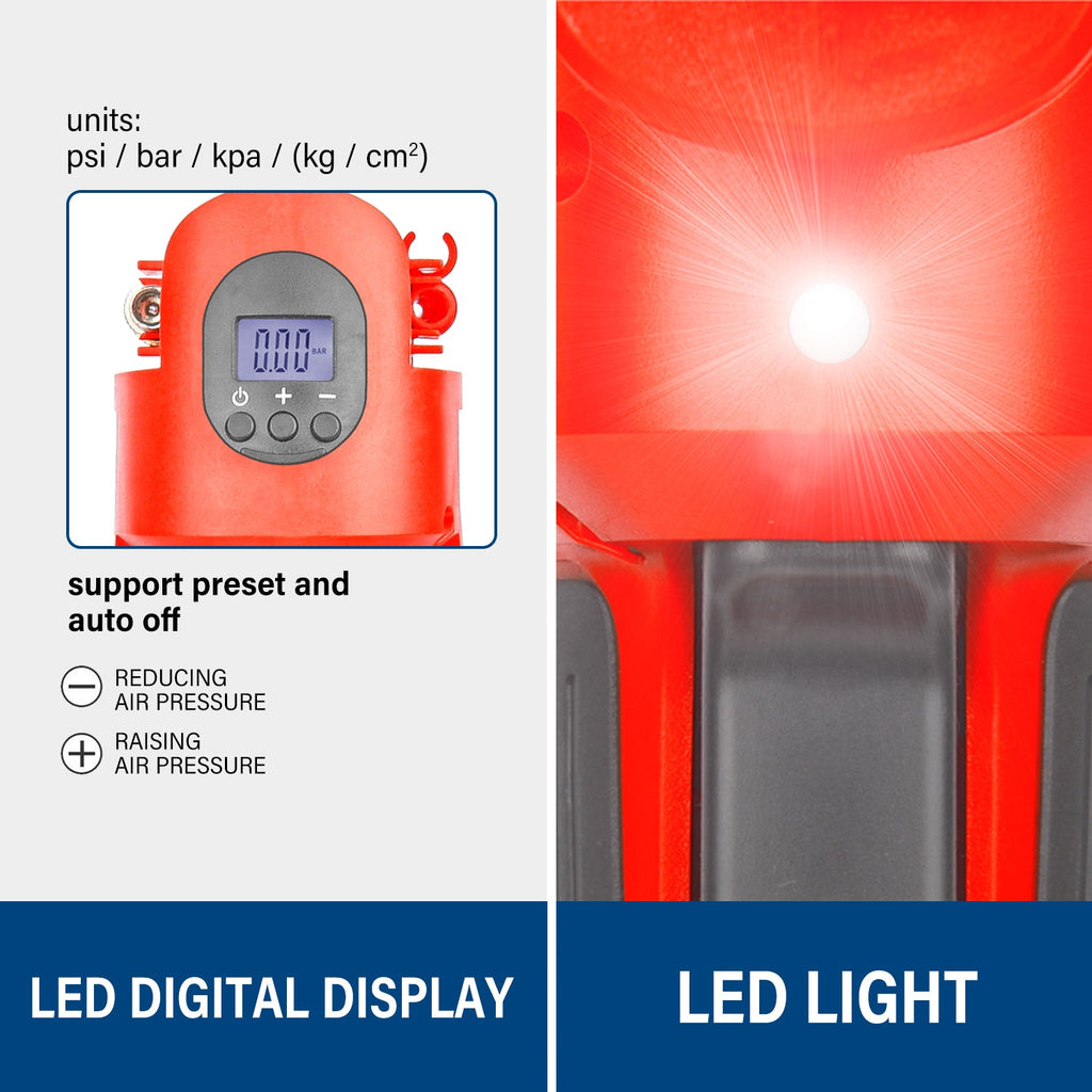 TOPEX 20V Cordless Combo Kit Tyre Inflator w/ Lightweight LED Torch(One Battery Included)