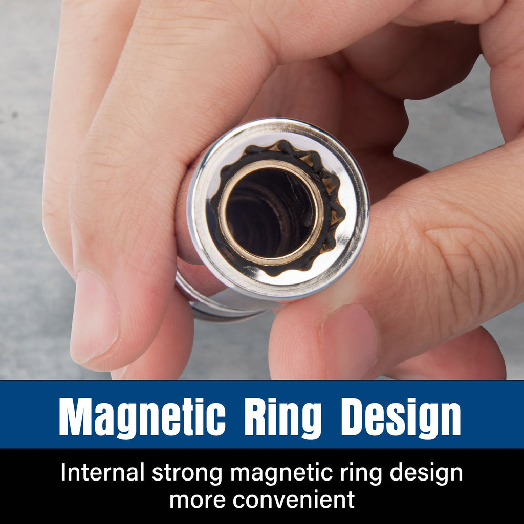 TOPEX 5-PIECE Swivel Spark Plug Socket Set 3/8″ Drive Extra Long