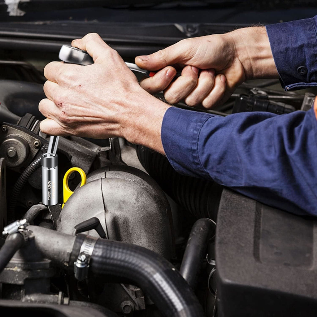 TOPEX 5-PIECE Swivel Spark Plug Socket Set 3/8″ Drive Extra Long