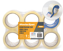 Load image into Gallery viewer, MasterSpec Clear Packing Tape - 6 Rolls, 450m Total Length, 48mm x 75m