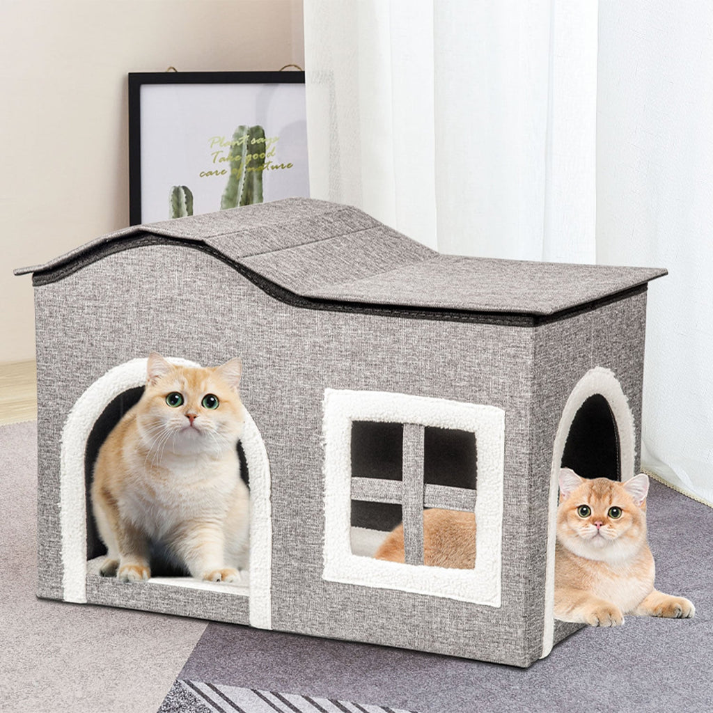 truepal Foldable Cat House Cat Cave Calming Cat Bed for Indoor Cats Washable Cat Condo with Window & Doorway Anti-tip Reinforced Design Suitable for Cats & Kittens (XL Size)