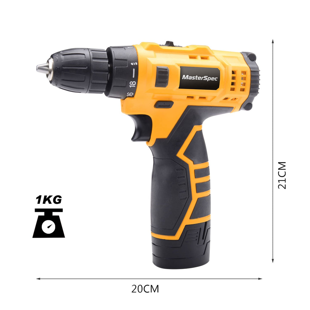 MasterSpec 12V Cordless Drill Driver Screwdriver Accessories W/1 Battery Charger