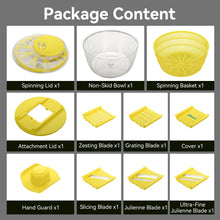 Load image into Gallery viewer, Stelive 2-IN-1 Salad Spinner Salad Spinner Vegetable Chopper Slicer Food Choppers Vegetable Slicer Fruit Cutter Food Dicer with Container Hand Guard (Yellow)