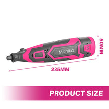 Load image into Gallery viewer, Monika 12V Cordless Rotary Tool Pink Variable Speed Engraver Grinder Multi Accessories