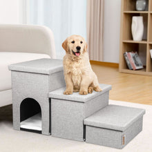 Load image into Gallery viewer, truepal 3 Steps Portable Pet Soft Plush Ladder Dog Cat Stairs Ramp with Storage Box