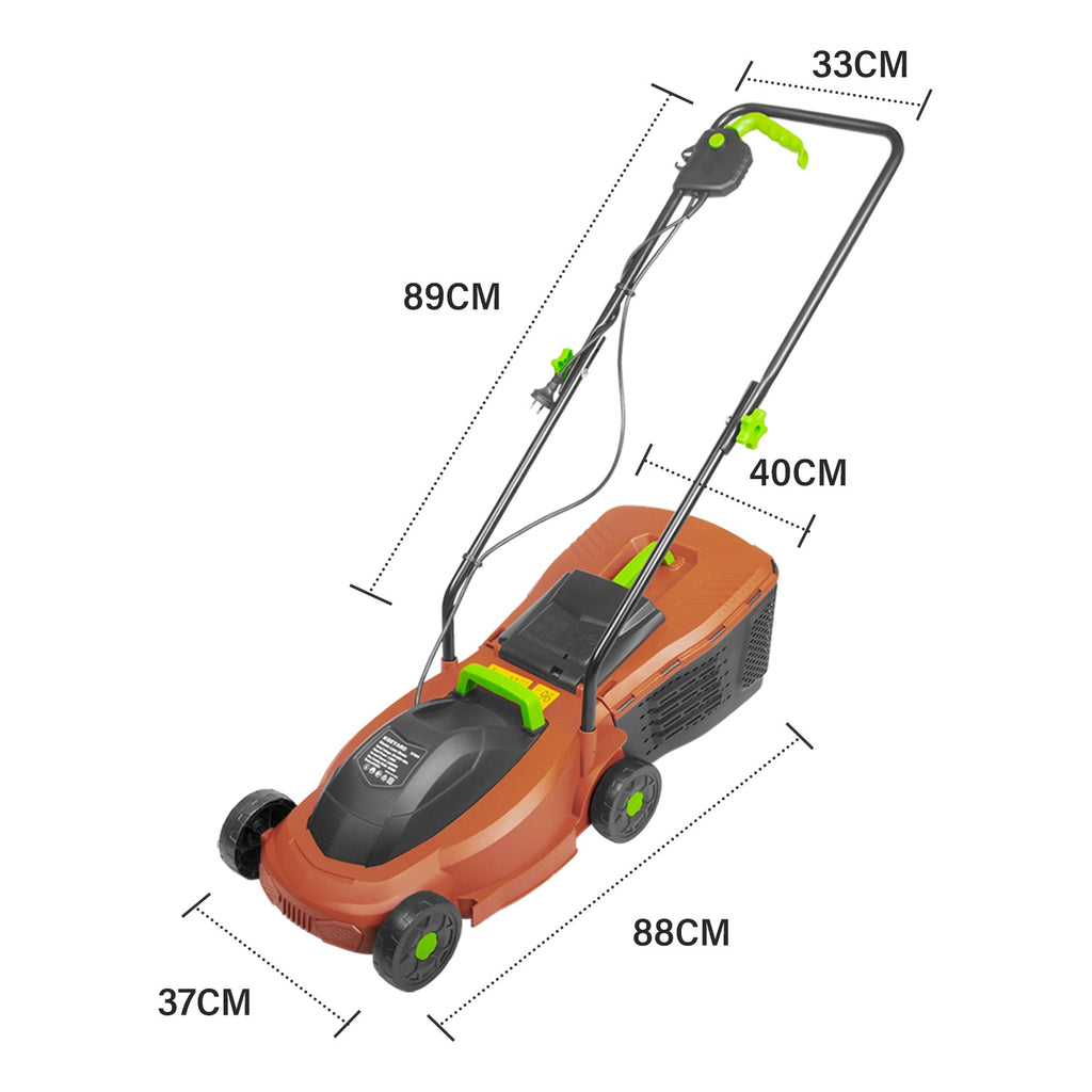 KOZYARD 1300W Electric Lawn Mower,2-in-1 Grass Box Or Mulch Electric Weeder,2-Position Height Adjustment,Cutting Width 320MM, Adjustable Cutting Height (25/40/55MM)