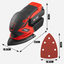 Load image into Gallery viewer, TOPEX 20V Cordless Detail Sander Electric Detail Sander Handheld Sanding Machine Small Triangular Palm Sander with Sandpaper &amp; Dust Bag