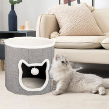 Load image into Gallery viewer, truepal Foldable Cat House Cat Cave Calming Cat Bed for Indoor Cats Washable Cat Condo with Hanging Toy Anti-tip Reinforced Design Suitable for Cats &amp; Kittens