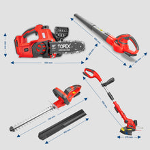 Load image into Gallery viewer, TOPEX 20V Cordless Power Tool Kit Chainsaw Hedge Trimmer Leaf Blower Grass Trimmer