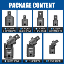 Load image into Gallery viewer, TOPEX 7-piece socket adaptor set 1/4&quot; 3/8&quot; and 1/2&quot; universal joint socket adaptor