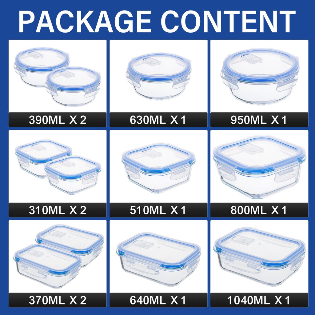 Stelive 12 PCS Glass Food Storage Containers Airtight Food Containers Leakproof Lunch box BPA Free