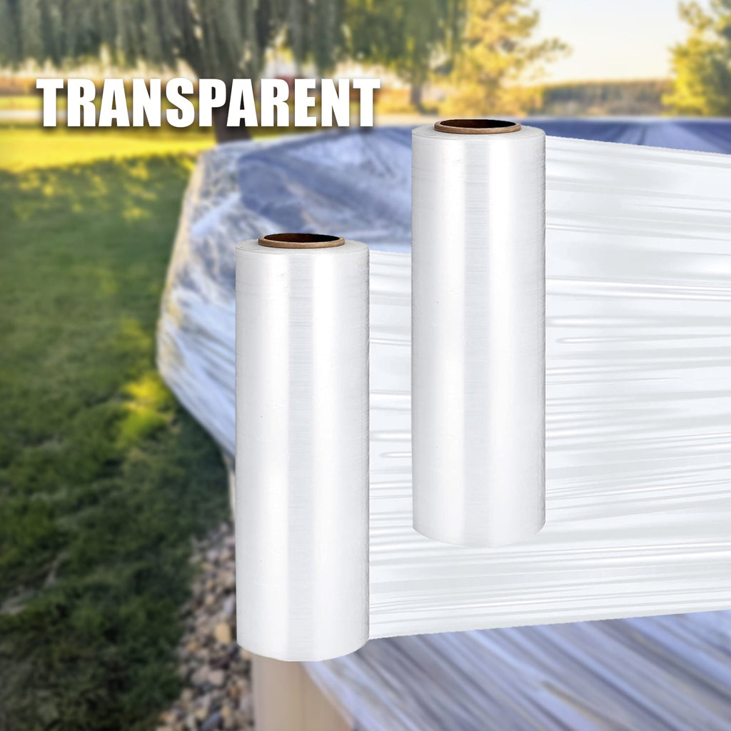 MasterSpec Clear Plastic Stretch Wrap Film, 50cm x 400m Durable Packing Moving Packaging Heavy Duty Shrink Film 25U with Plastic Rotary Handle