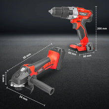 Load image into Gallery viewer, TOPEX 20V Cordless Power Tool Kit Cordless Drill Angle Grinder w/ 4.0Ah Battery &amp; Fast Charger