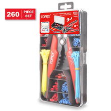 Load image into Gallery viewer, TOPEX 260-Piece Wire Stripper Self-Adjustable Crimper Plier Set Terminals Tools