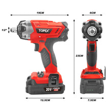 Load image into Gallery viewer, TOPEX 2 in 1 20V Cordless Impact Wrench Driver 1/2&quot; w/ Sockets Battery &amp; Charger (one battery)