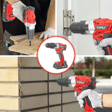 Load image into Gallery viewer, TOPEX 20V Max Cordless Hammer Drill w/ Li-Ion Battery &amp; Drill Bit Set