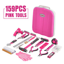 Load image into Gallery viewer, Monika Pink Power Tool Combo Set Cordless Drill Driver Rechargeable Screwdriver ELectric Cutter w/ 159PCS Household Tool Set &amp; 20PCS Gardening Kit