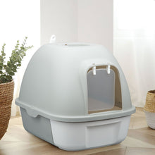 Load image into Gallery viewer, truepal Cat Litter Box Front Entry With Lid Fully Enclosed, Anti-splashing Kitty Pet Toliet Box With Scoop,532x410x406mm,Grey