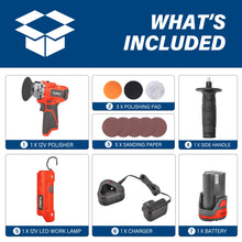 Load image into Gallery viewer, TOPEX 12V Cordless Polisher Lithium-Ion LED Torch w/ Battery &amp; Charger