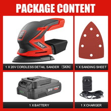 Load image into Gallery viewer, TOPEX 20V Cordless Detail Sander Electric Detail Sander Handheld Sanding Machine Small Triangular Palm Sander with Sandpaper &amp; Dust Bag