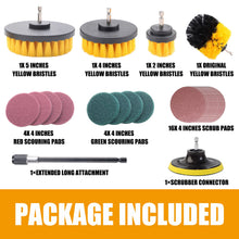 Load image into Gallery viewer, MasterSpec 30 PCS Drill Brush Scrub Pads &amp; Sponge Scrubber Drill Brush Kit with Extend Holder