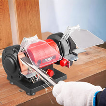 Load image into Gallery viewer, TOPEX 120W Bench Grinder w/ 2 Grinding Wheels&amp; Adjustable Tool Rests&amp; Eye-Protecting Shields&amp; Static Wheel Guards