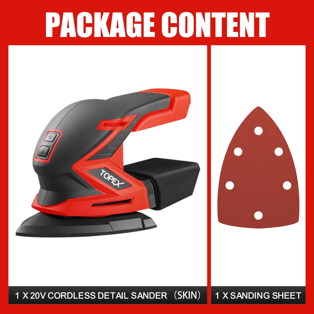 TOPEX 20V Cordless Detail Sander Electric Detail Sander Handheld Sanding Machine Small Triangular Palm Sander (Battery & Charger not included)