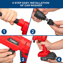 Load image into Gallery viewer, TOPEX 20V Cordless Pressure Washer, 6-in-1 Nozzle for Washing Car/Wall/Floor, Battery