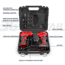 Load image into Gallery viewer, TOPEX 2IN1 Cordless High Volume &amp; Pressure Inflator Deflator, Air Compressor Pump, Suitable for Tyres, Air Mattresses, Sports Equipments