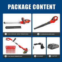 Load image into Gallery viewer, TOPEX 20V Cordless Blower Hedge Trimmer and Grass Trimmer Combo Kit w/ Battery