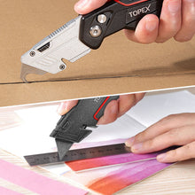 Load image into Gallery viewer, TOPEX Deluxe Folding Utility Knife 2 Piece Lock Back Auto Load Total 58 Blades
