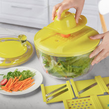 Load image into Gallery viewer, Stelive 2-IN-1 Salad Spinner Salad Spinner Vegetable Chopper Slicer Food Choppers Vegetable Slicer Fruit Cutter Food Dicer with Container Hand Guard (Yellow)