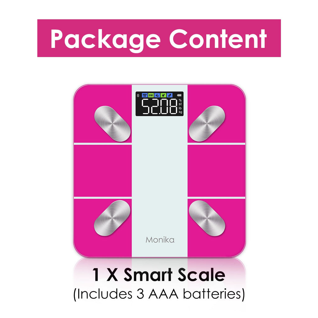 Monika Smart Scale Digital Bathroom Scale for Body Weight Fat Muscle Mass Bluetooth Accurate Weight Scale with Smartphone App