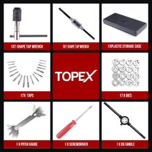 Load image into Gallery viewer, TOPEX 40 PCs Metric Tap and Die Set Screw Thread Drill Kit Pitch Gauge M3-M12