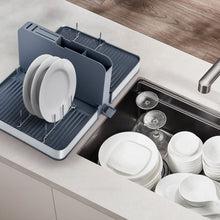 Load image into Gallery viewer, Stelive Foldable Dish Drying Rack with Dual Parts for Kitchen Counter Space-Saving Rack - Rustproof Removable Utensil Drainer &amp; Drainage Spout, Gray