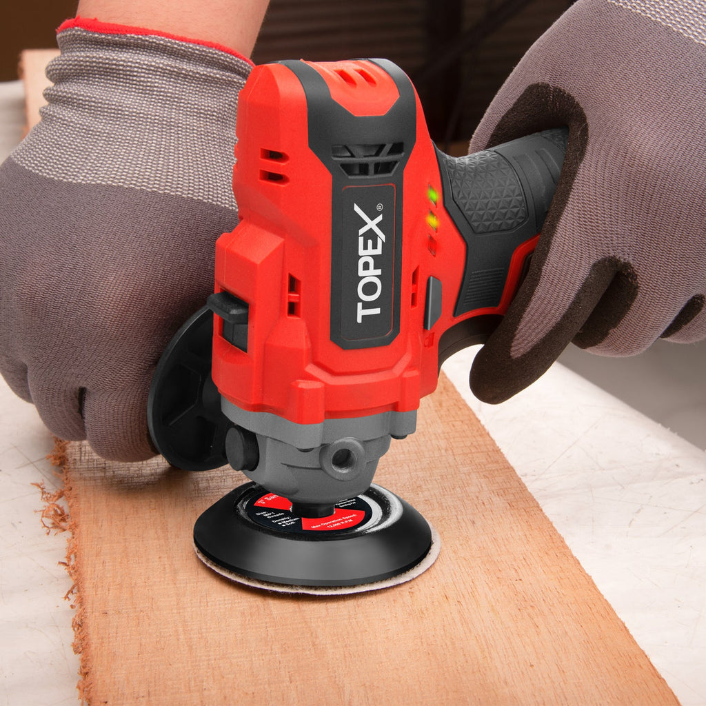 TOPEX 12V Cordless Polisher 3" Mini Car Detailing Buffer & Sander w/ Battery & Charger