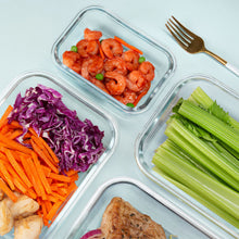 Load image into Gallery viewer, Stelive 10 PCs Glass Storage Food Containers, Glass Meal Prep Containers, Airtight Lunch Bento Boxes with Snap Locking Leakproof Lids for Microwave