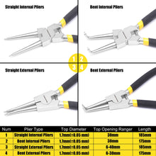 Load image into Gallery viewer, MasterSpec 7&quot; Nickel Coated Circlip Pliers Set Snap Ring Remover Rolling Pounch