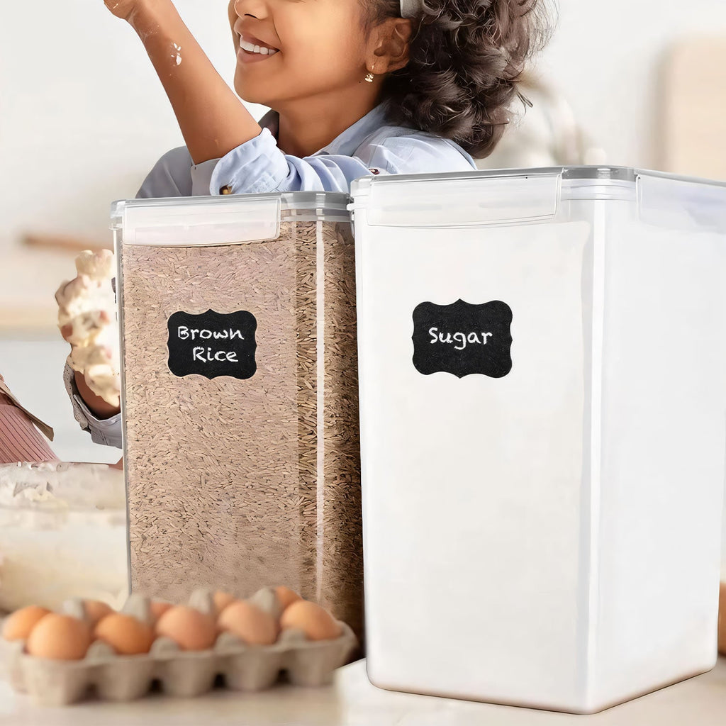 Stelive 4-Piece 6.5L Food Storage Containers Airtight Pantry Storage Containers Organiser Plastic Food Canisters Plastic Canisters w/ Labels & Pen